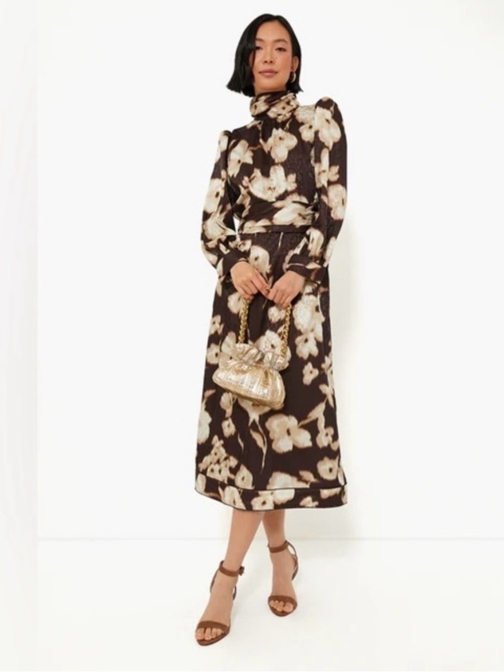 Tuckernuck Dappled Hollyhock Faven maxi dress brown and cream floral size medium